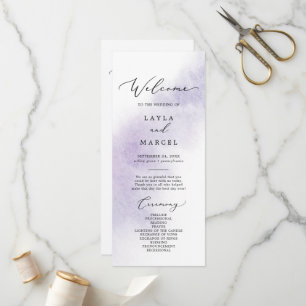 Watercolor Wash   Lila Hochzeitsprogramm Programm