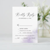 Watercolor Wash | Lila RSVP-Karte RSVP Karte (Stehend Vorderseite)