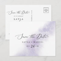 Watercolor Wash | Lila Save the Date Postkarte