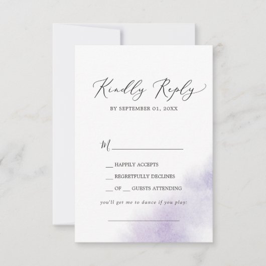 Watercolor Wash | Lila Song Request RSVP Card (Vorderseite)