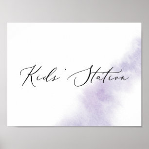 Watercolor Wash Lila waagerechte Kinderstation Poster