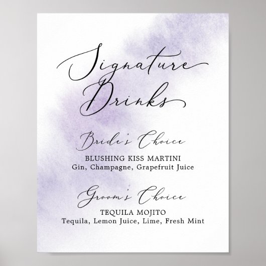 Watercolor Wash | Unterschrift für Lila Unterschri Poster (Vorne)