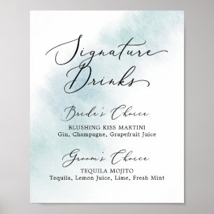 Watercolor Wash Zeichen für Blaue Signatur Poster