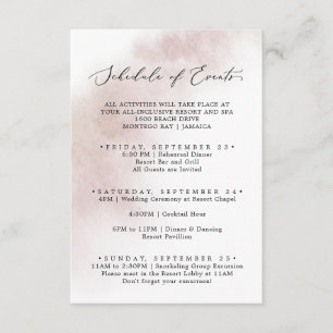 Watercolor Wash   Zeitplan der Veranstaltungen am  Begleitkarte