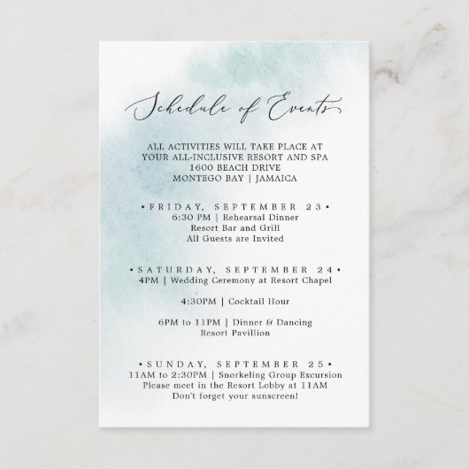 Watercolor Wash | Zeitplan für Blaue Wochen Begleitkarte (Vorderseite)