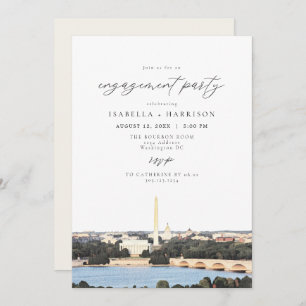 Watercolor Washington DC Monument Engagement Party Einladung
