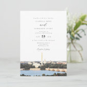 Watercolor Washington DC Monument Skyline Wedding Einladung (Stehend Vorderseite)