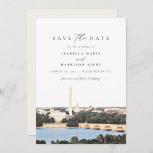 Watercolor Washington Monument DC Save the Date Einladung