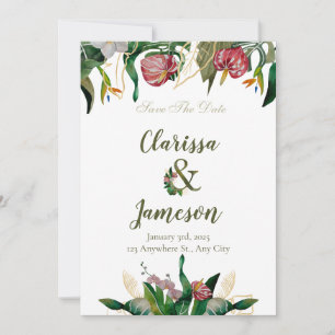 Watercolor Watercolor Hochzeitssemble im tropische Save The Date