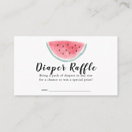 Watercolor Watermelon Diaper Raffle Ticket Begleitkarte (Vorderseite)