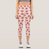 Watercolor Watermelon Frucht Muster Capri Leggings (Vorderseite)