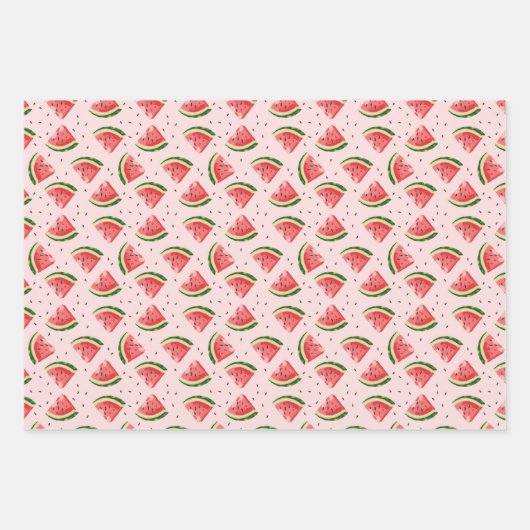 Watercolor Watermelon Frucht Muster Geschenkpapier Set (Vorderseite 3)