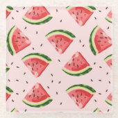 Watercolor Watermelon Frucht Muster Glasuntersetzer (Vorderseite)