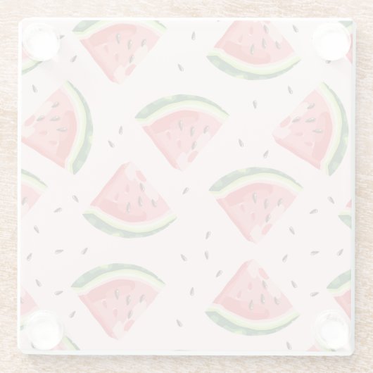 Watercolor Watermelon Frucht Muster Glasuntersetzer (Rückseite)