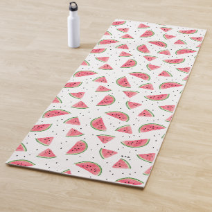 Watercolor Watermelon Slices Pattern Monogramm Yogamatte