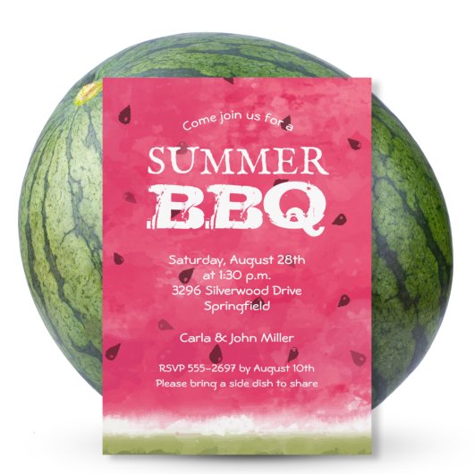 Watercolor Watermelon Sommer GRILLEN Cookout Einla