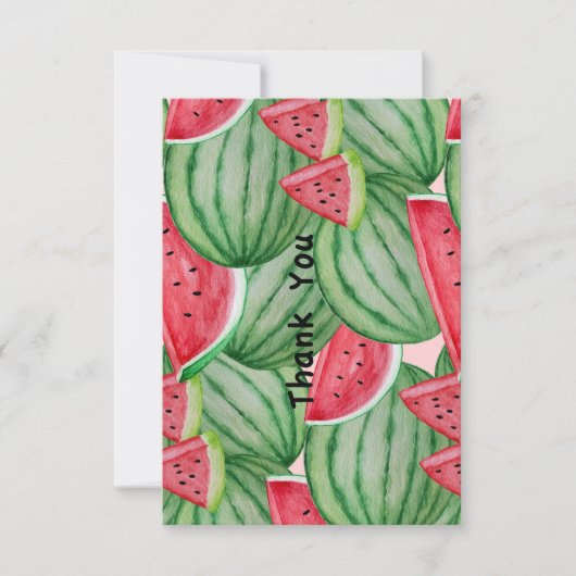 Watercolor Watermelon Vielen Dank Mitteilungskarte (Vorderseite)