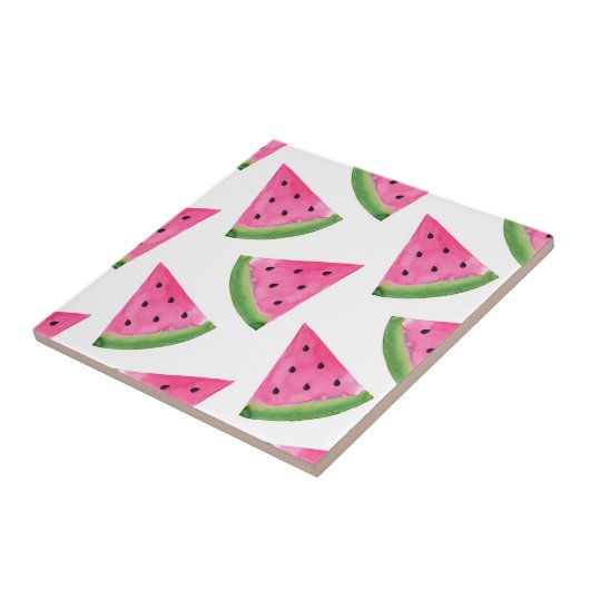 Watercolor Watermelone Wedge Pattern Fliese (Seite)