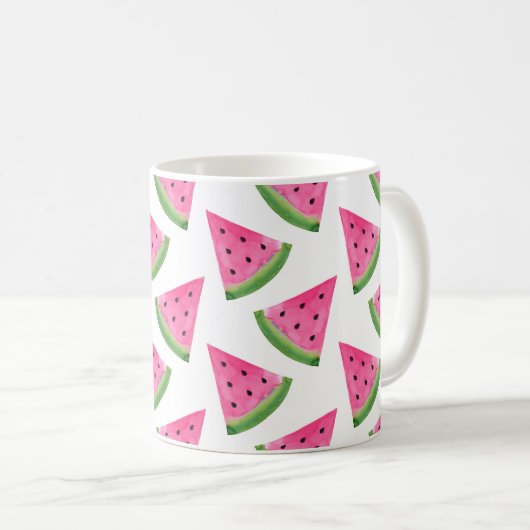 Watercolor Watermelone Wedge Pattern Kaffeetasse (VorderseiteRechts)