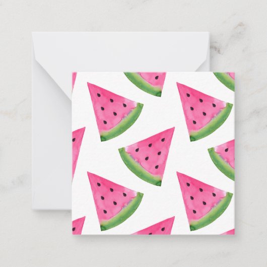 Watercolor Watermelone Wedge Pattern Mitteilungskarte (Vorderseite)