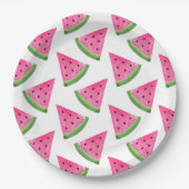 Watercolor Watermelone Wedge Pattern Pappteller (Vorderseite)