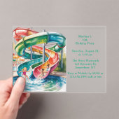 Watercolor Waterslide Kids Birthday Party Acryleinladungen (Insitu (Handheld))
