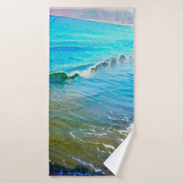 Watercolor Waves Badehandtuch