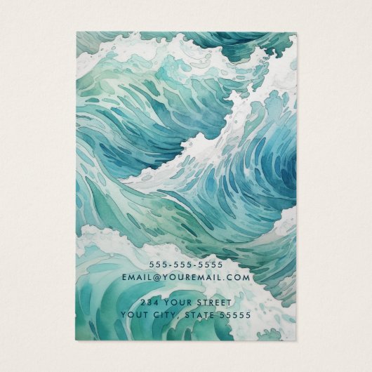 Watercolor waves blue earring display card (Rückseite)