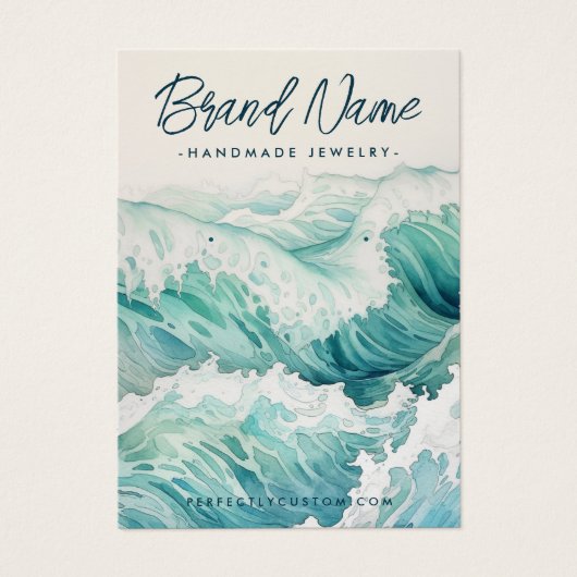 Watercolor waves blue earring display card (Vorderseite)