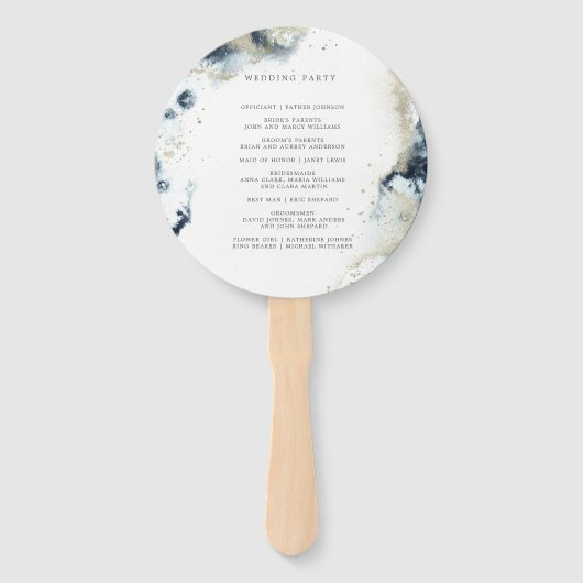 Watercolor Waves Hochzeitsprogramm Hand Fan Fächer (Rückseite)