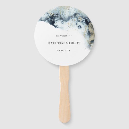 Watercolor Waves Hochzeitsprogramm Hand Fan Fächer (Vorderseite)