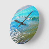 Watercolor Waves Runde Wanduhr (Winkel)