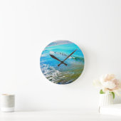 Watercolor Waves Runde Wanduhr (Zuhause)