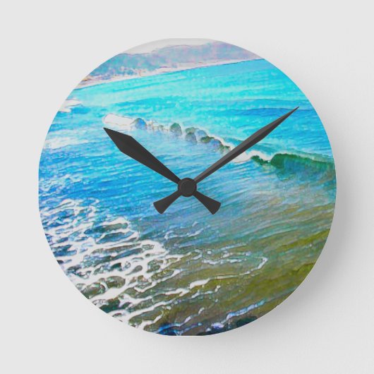 Watercolor Waves Runde Wanduhr (Vorderseite)