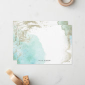Watercolor Waves Sand Pastel Stationery Note Card Mitteilungskarte (Vorderseite/Rückseite Beispiel)