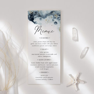 Watercolor Waves Wedding Dinner Menü Einladung