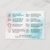 Watercolor Waxing Aftercare Card Visitenkarte (Rückseite)