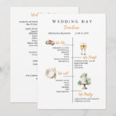 Watercolor Wedding day Timeline Flat Program Programm (Vorne/Hinten)