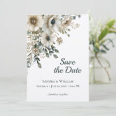Watercolor Wedding Flowers Save the Date Einladung (Stehend Vorderseite)