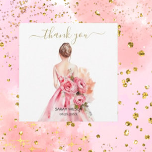 Watercolor Wedding Gown Gold Vielen Dank