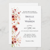 Watercolor Wedding Invitation with Wild Flowers Einladung (Vorne/Hinten)