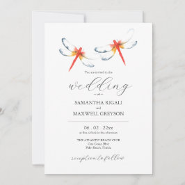 Watercolor Wedding Invitations Red Dragonflies Einladung
