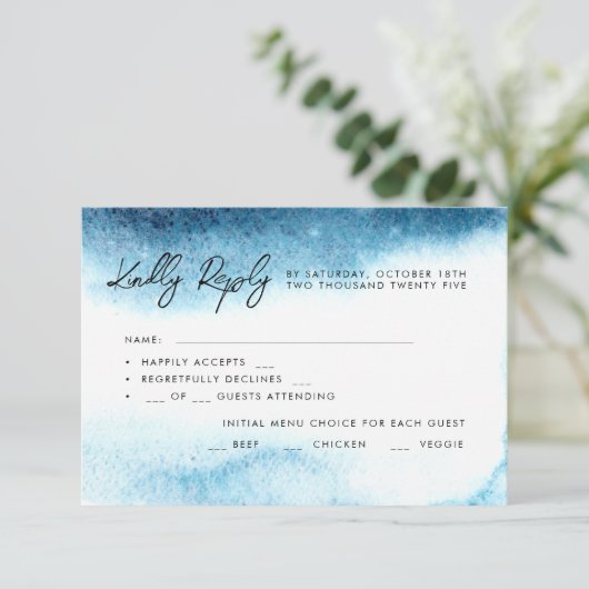 Watercolor Wedding RSVP Karten. Karte (Stehend Vorderseite)
