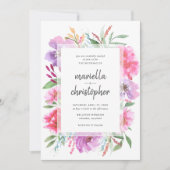 Watercolor Wedding Spring Bouquet Modernes Angebot Einladung (Vorderseite)