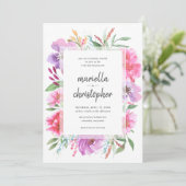 Watercolor Wedding Spring Bouquet Modernes Angebot Einladung (Stehend Vorderseite)