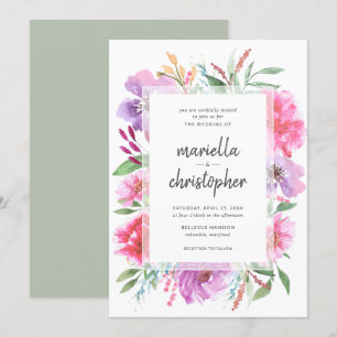 Watercolor Wedding Spring Bouquet Modernes Angebot Einladung