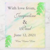 Watercolor Wedding Tropical Blätter Vielen Dank Weinetikett (Einzelnes Label)