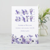 Watercolor Wedding Violet Flowers Save the Date Einladung (Stehend Vorderseite)