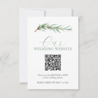 Watercolor Wedding Website RSVP Card mit QR Code
