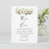 Watercolor Wedding White Daisies Einladung (Stehend Vorderseite)